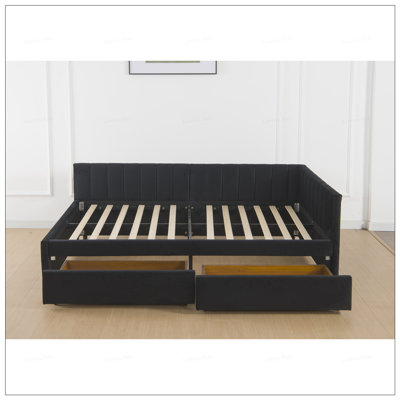 Full L-Shaped Daybed With Storage Drawers