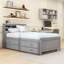 Lit plateforme avec tête de lit, ports USB et lit gigogne-1887687934-1887687935