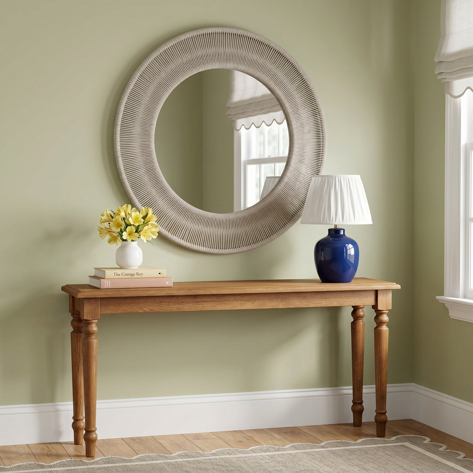 Carlen Round Accent Mirror, 33" x 33", White