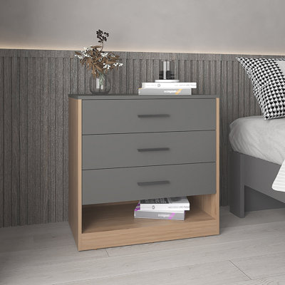 Commode à trois tiroirs de 27 po de hauteur et tablette ouverte