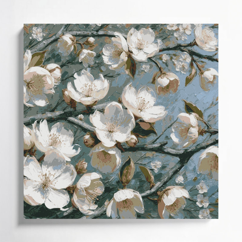Art mural sur toile Botanical Apple Blossoms, H 16 po x l 16 po