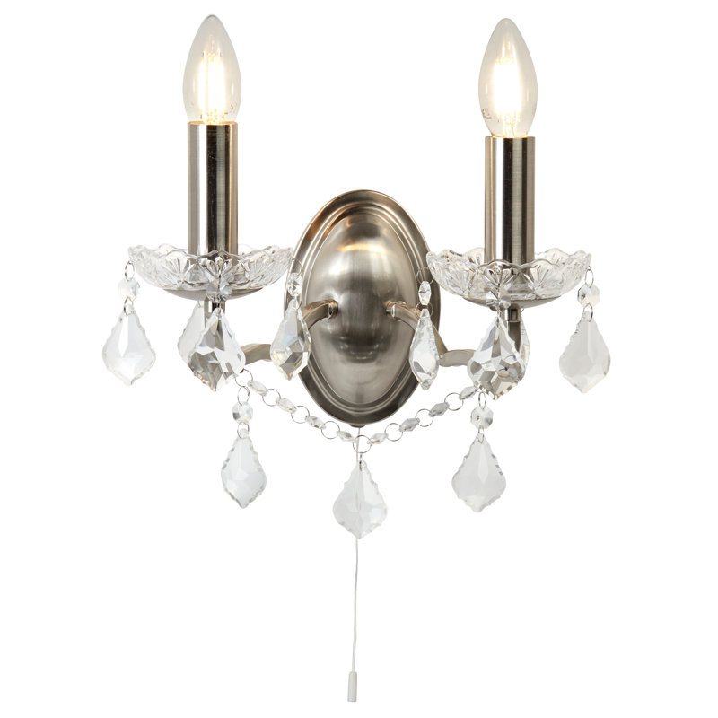Battey Candle Wall Light, Satin Silver