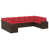 Coussin rouge / cadre brun est en rupture de stock