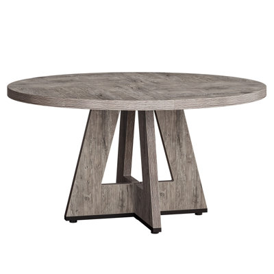 47" Round Farmhouse Dining Table  Table For 4 Cross Base
