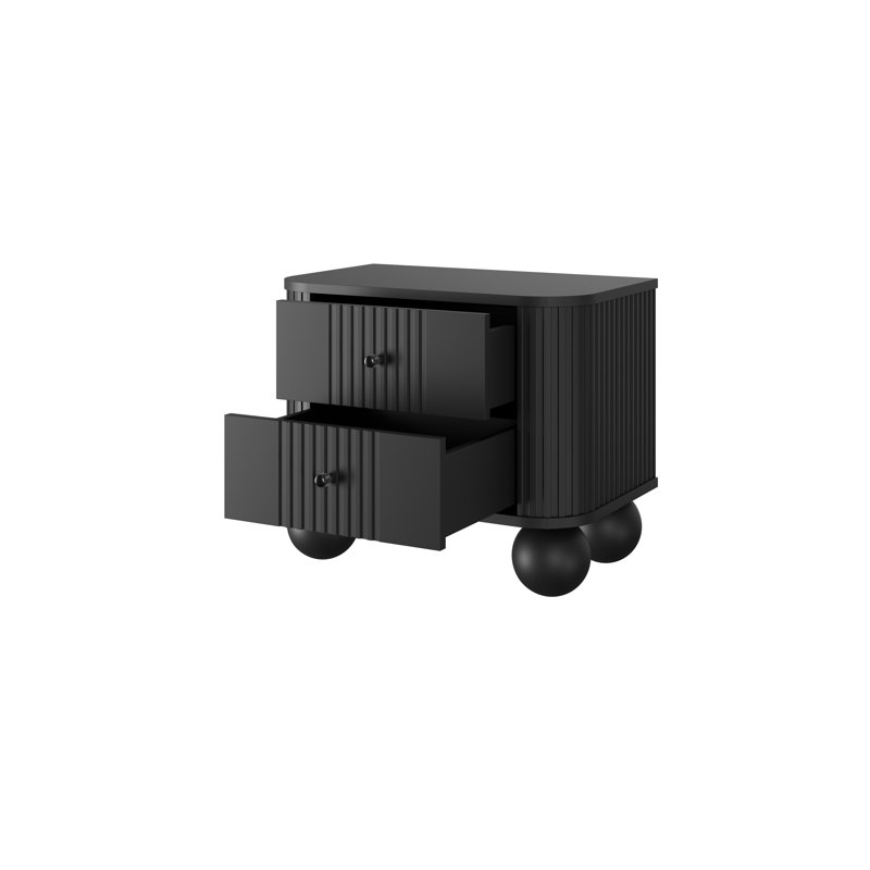 Dayzee 56cm W Manufactured Wood Bedside Table, Black/Black, Black, Black