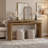 60" Farmhouse Console Table with Two-Tier Open Shelves and Solid Wood Frame, Antique Brown-115319720