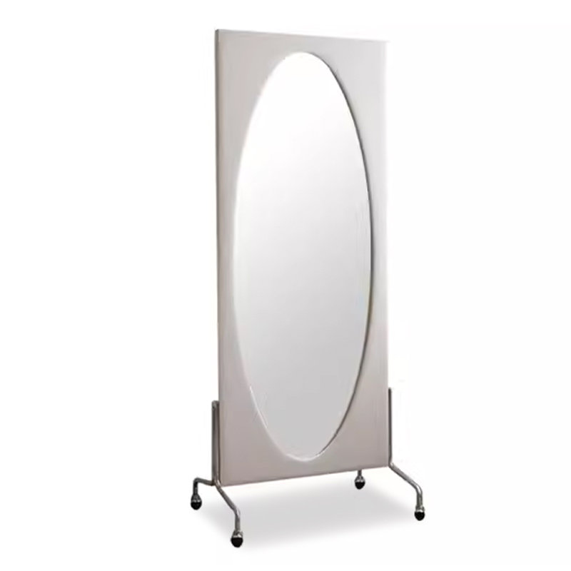 French-Style Oval Movable Full-Length Mirror