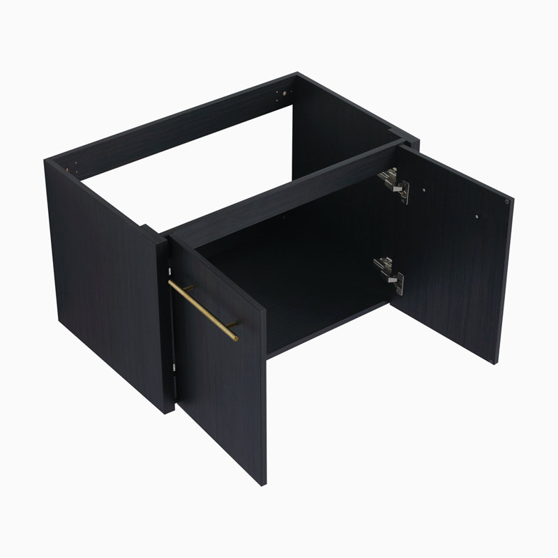 Meuble-lavabo mural 30 po avec lavabo, lavabo en résine à rebords épais, ensemble KD