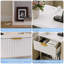 Table de chevet cannelée moderne avec station de charge, tiroirs et espace de rangement ouvert pour la chambre à coucher-1375917284-1375917286
