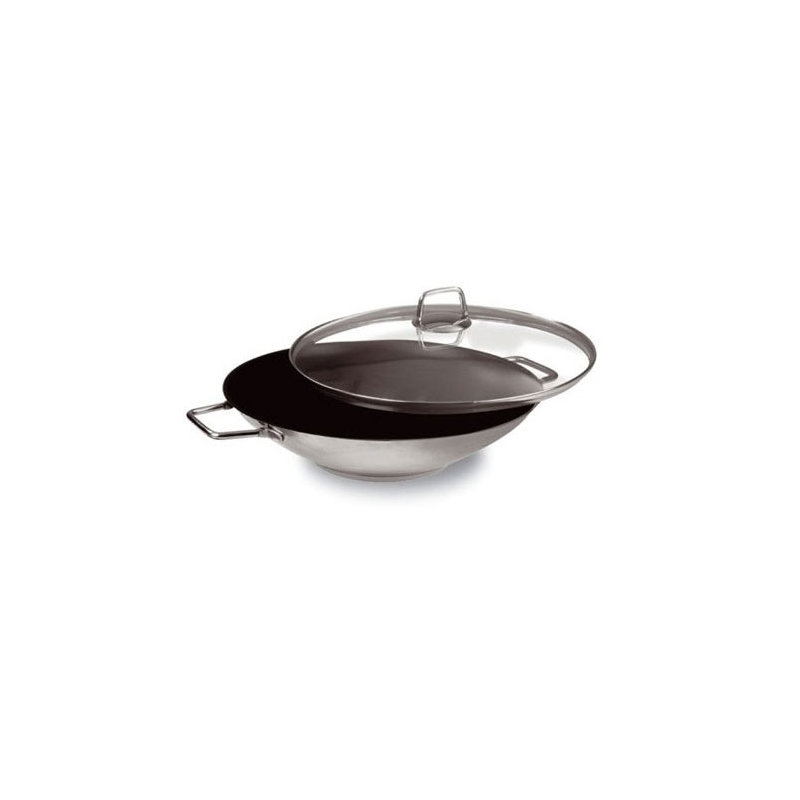 Wega 34cm Stainless Steel Wok with Lid