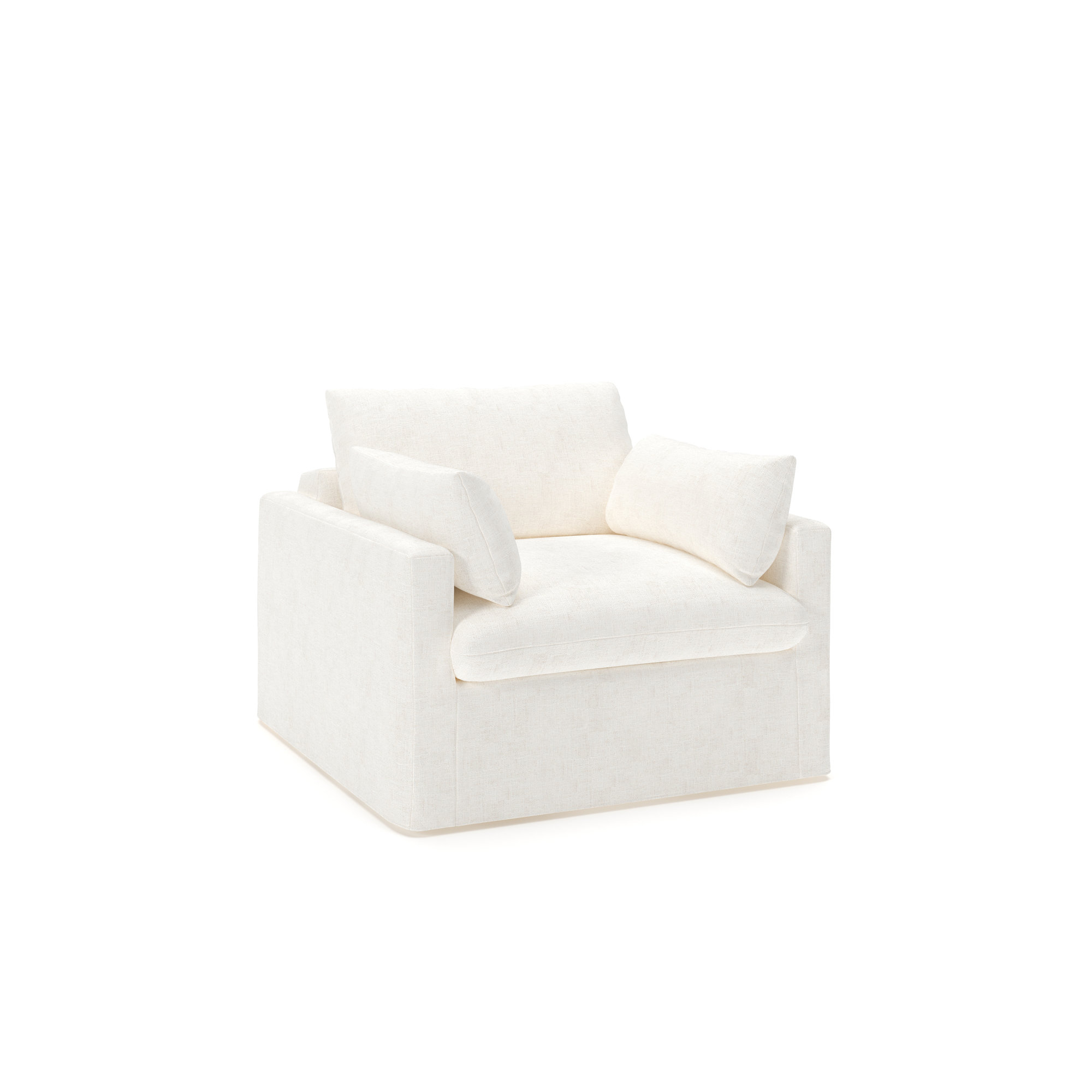 Luna Slipcovered Chair and a Half, Bevin Natural Linen Blend