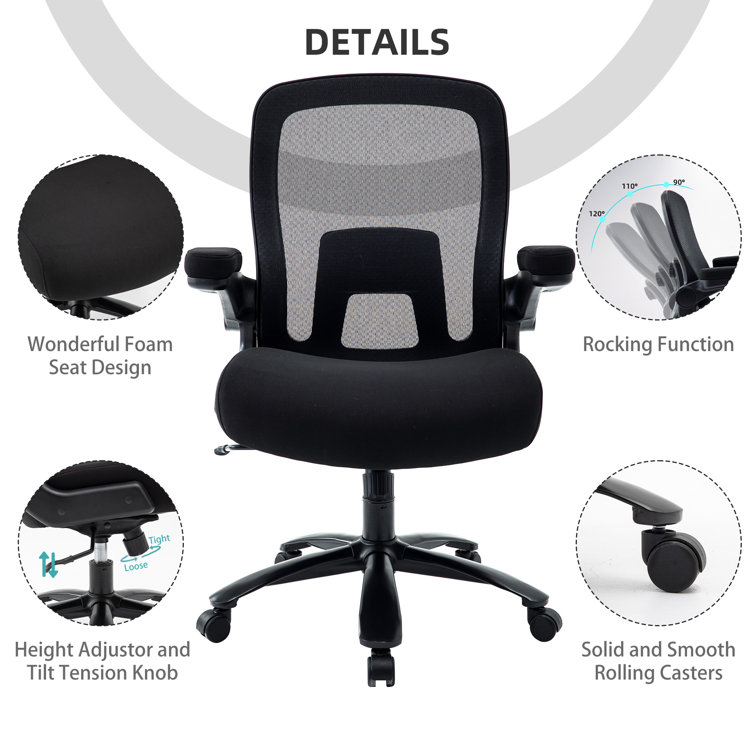 Snugway 500lbs Adjustable Tilt Tension , Adjustable Lumbar Support Cushion Mesh Office Chair,Black, Size: One Size