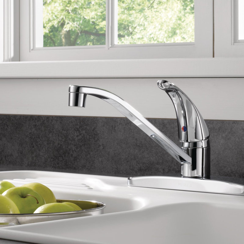 Robinet d'évier de cuisine à poignée simple Core avec douchette latérale, robinet de cuisine à 3 trous, Chrome chrome