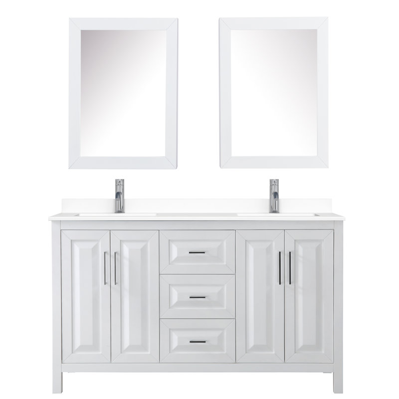 Daria 60'' W Double Vanity, White, Polished Chrome