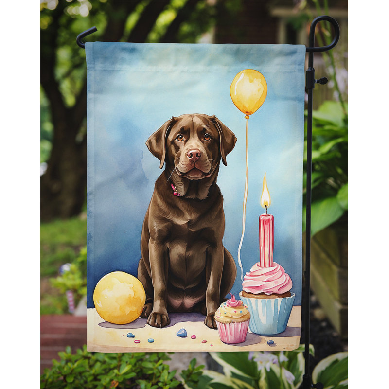Drapeau de jardin «Happy Birthday», Labrador Retriever chocolat