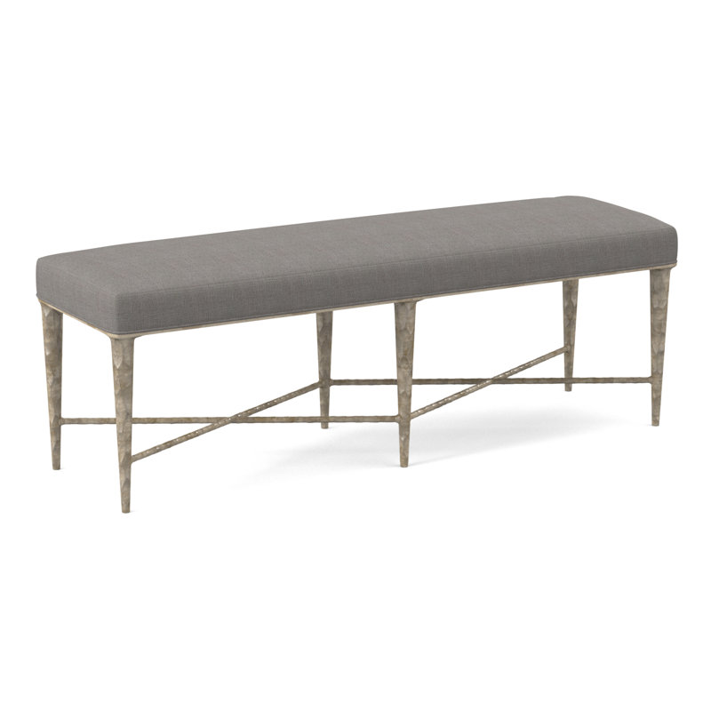 Chiseled Upholstered Bench, Kinsley Sky Viscose
