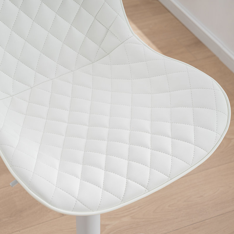 Tabouret de bar rotatif à hauteur ajustable Zager, 2, Similicuir blanc / structure blanche