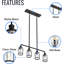 Luminaire suspendu pour îlot de cuisine 4 lumières