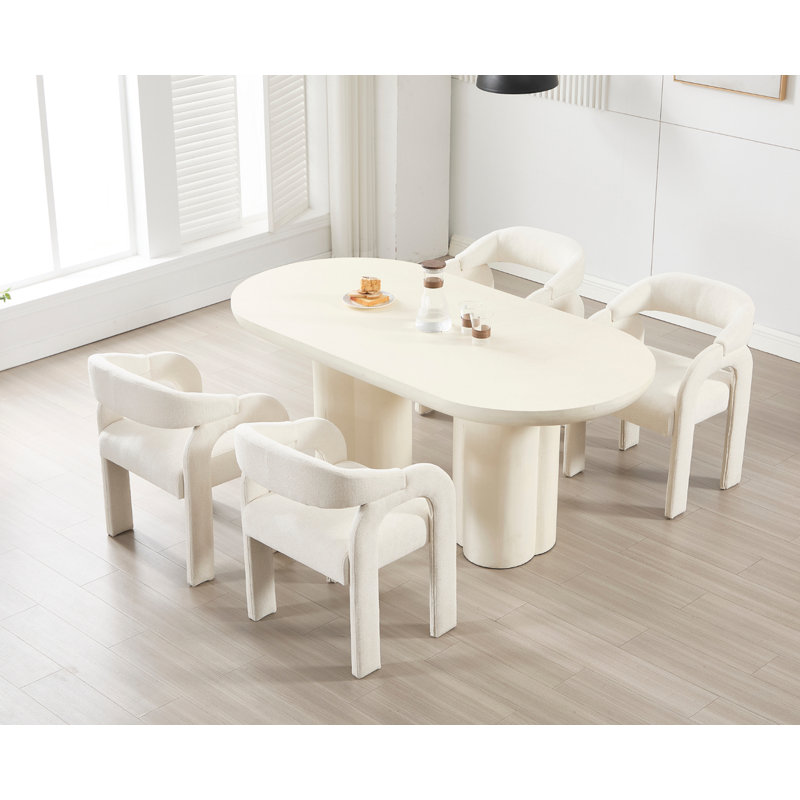 Upholstered Dining Chair, White, White