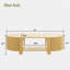 Table basse ovale cannelée avec 1 tablette et 2 portes de rangement ouvertes
