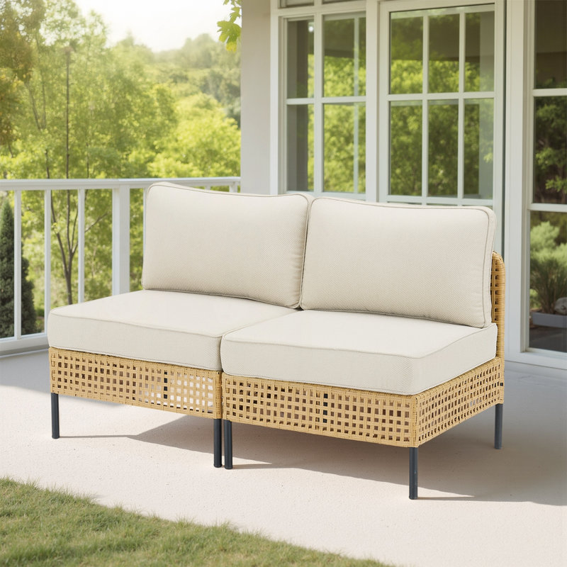 Outdoor Natural Wicker Sofa with Boho Modular Design