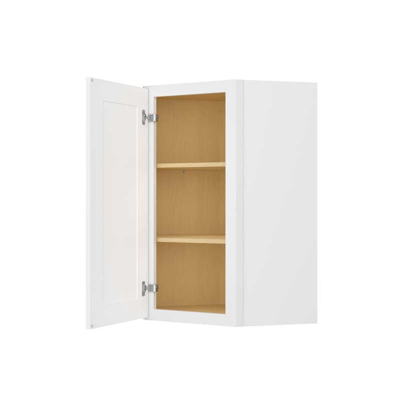 Meuble de cuisine mural diagonal à 1 porte et 2 étagères, à monter soi-même, 30,5 cm (P) x 61 cm (L) x 91,5 cm (H), blanc