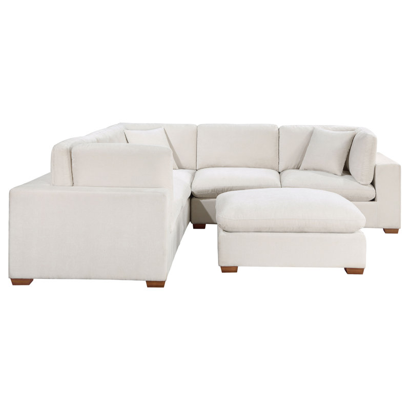 Canapé modulaire rembourré 6 pièces Hainsworth, Tissu ivoire, H 39 po x l 181,5 po x P 41,75 po