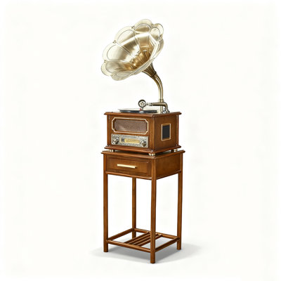 Retro Neo-Chinese Euro Gramophone: Rubber Wood Vinyl + Bluetooth For Living Room