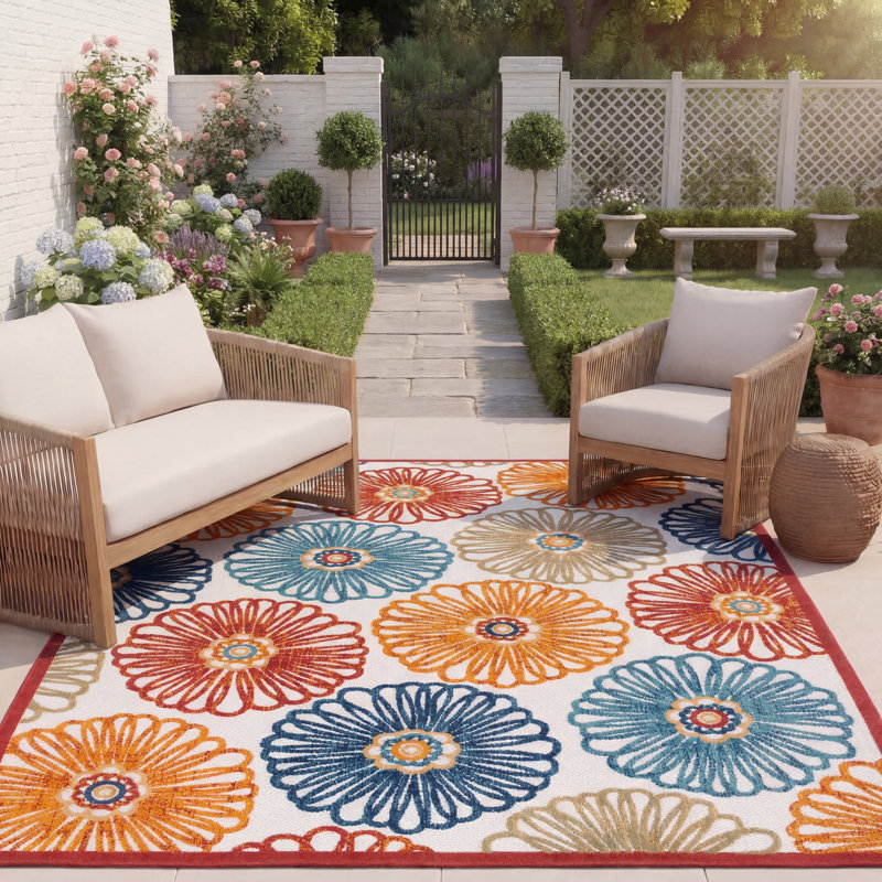 Kellems Performance Floral Indoor/Outdoor Area Rug, Rectangle 8' x 10'