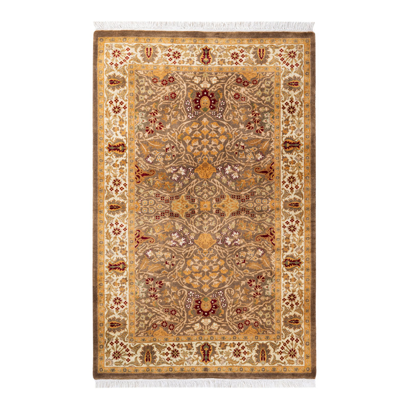 Tapis oriental brun noué à la main One-of-a-Kind