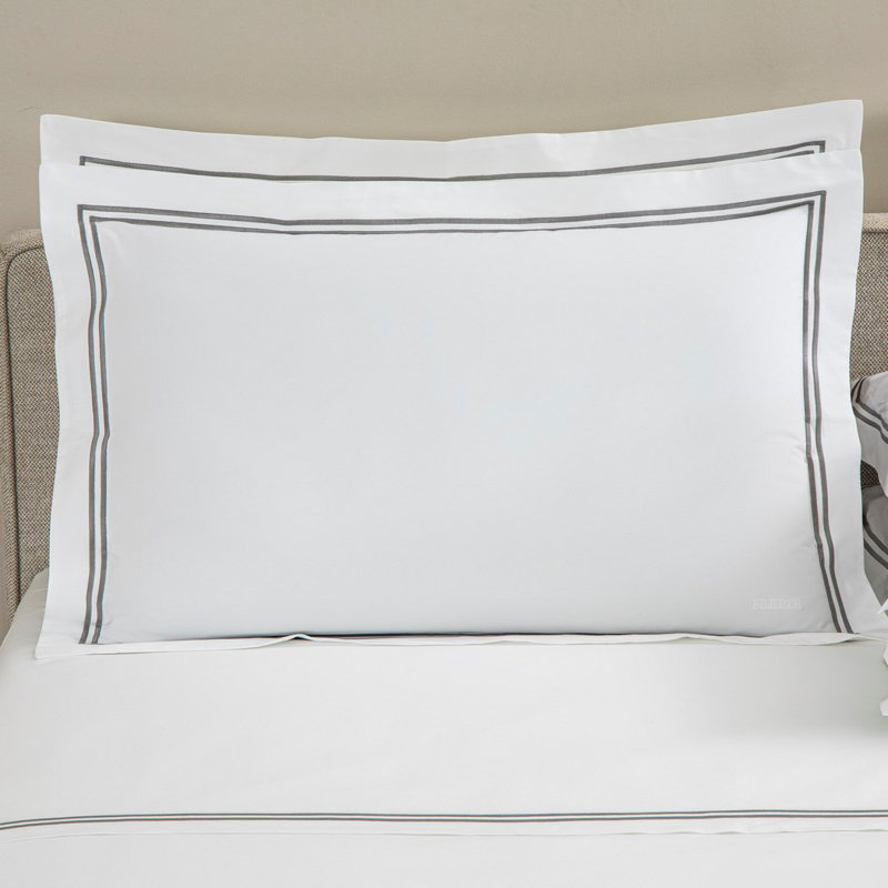 Classic Sheet Set, Cal.King Sheet Set with 2 Pillowcases, White/Gray