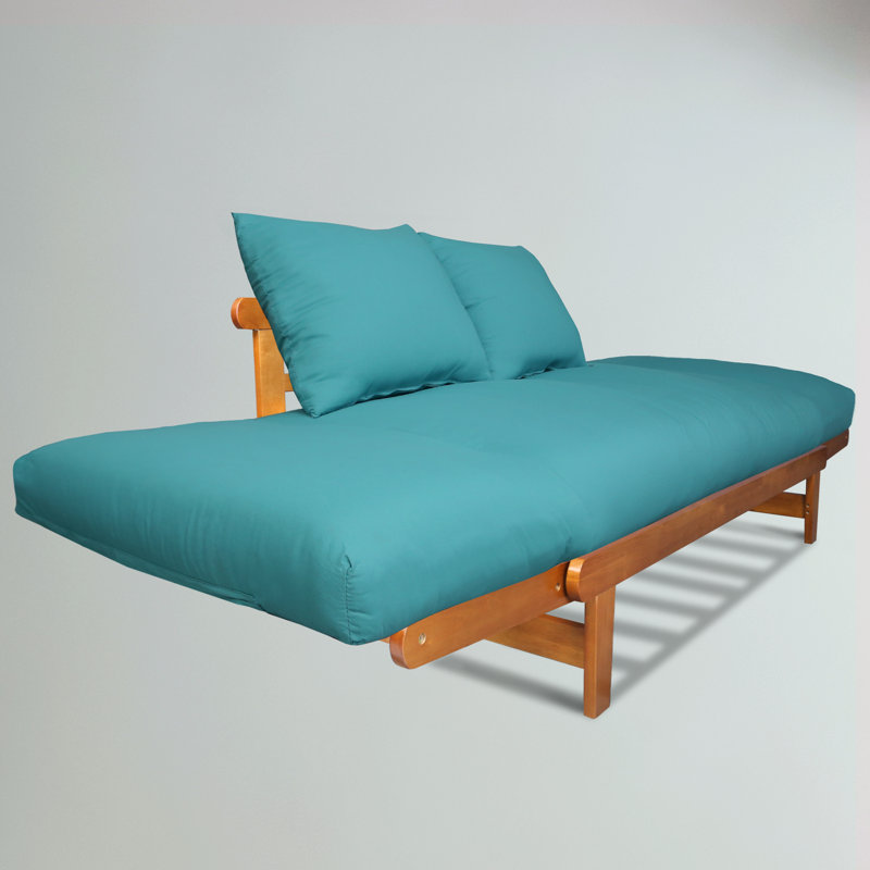 Casual Lounger Sofa Bed, Teal Polyester, Oak