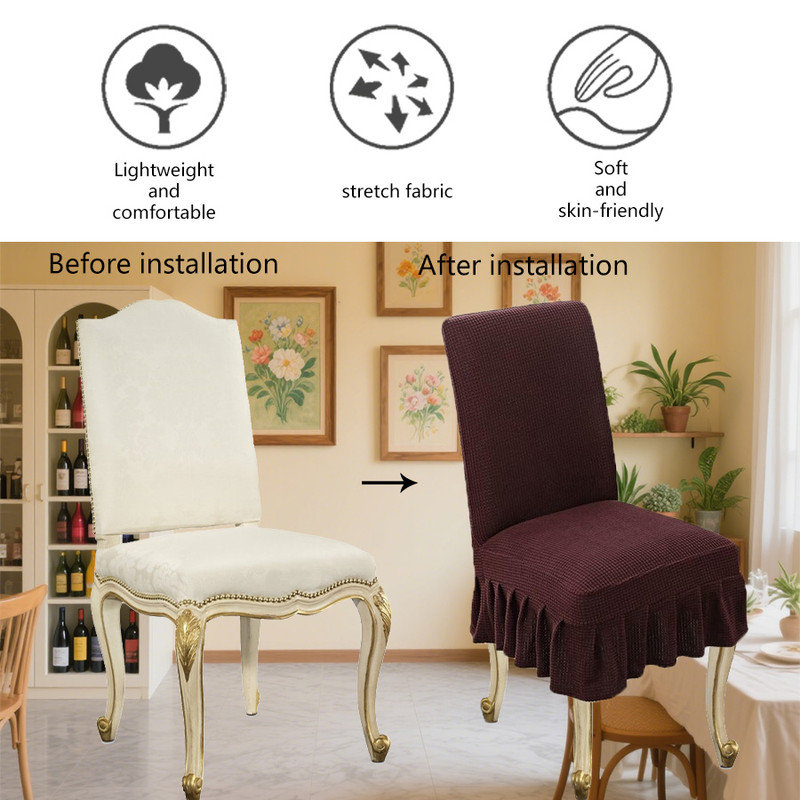 Housse pour chaise de salle à manger facile à installer 1 pièce, Polyester bleu