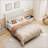 High Back Soft Queen Bed With 12-Slat Support, Chenille Cloth, Easy Assembly, And Elegant Beige Finish-1915793165-1915793167