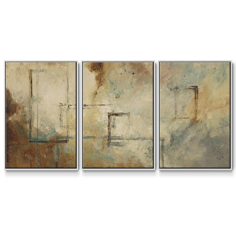 Zen Path II - Toile encadrée multi-pièces, H 36 po x l 75 po x P 2 po, Blanc