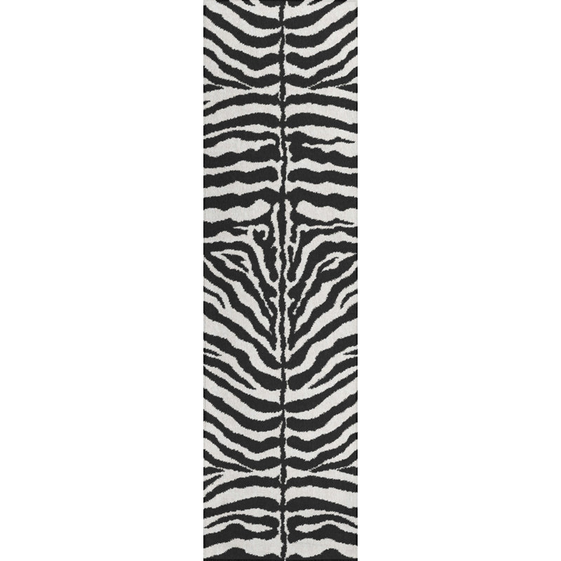 Tapis noir tissé à la machine Reme, Tapis de couloir 2 pi 3 po x 7 pi 6 po