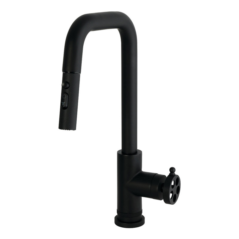 Kingston Brass Wendell Single-Handle Pull-Down Kitchen Faucet, Matte Black