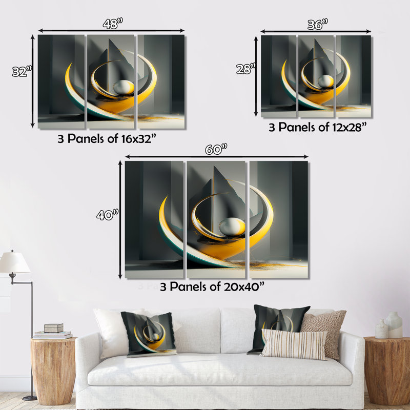 Visionary Dance Of God 3D Wave Sphere III - Abstract Fractal, reproduction d'art sur toile, H 28 po x l 36 po x P 1 po