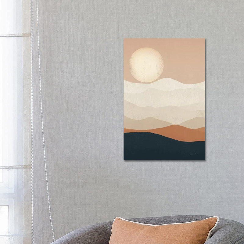 Mojave Mountains And Moon Landscape by Ryan Fowler - Print on Canvas, Wrapped Canvas, 66.04cm H x 45.72cm W x 3.81cm D
