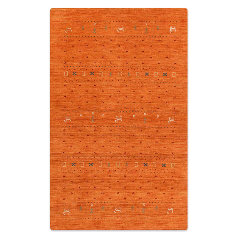 St Catherine Hand Knotted Loom Wool Eco-Friendly Area Rugs - Orange Color | Contemporary Design | Area Rugs for Living room, Bedroom