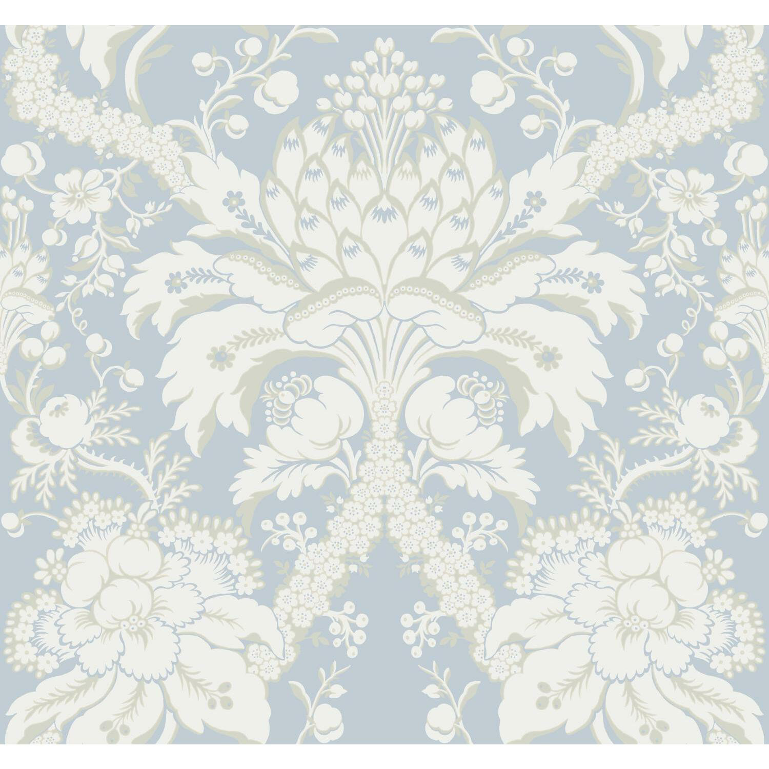 Damask Wallpaper, Blue
