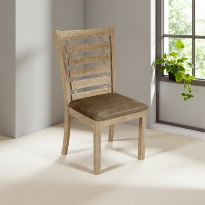 Set Of 2 Dining Chairs Modern Farmhouse Rustic Look Distressed Design Ladderback Solid Wood
