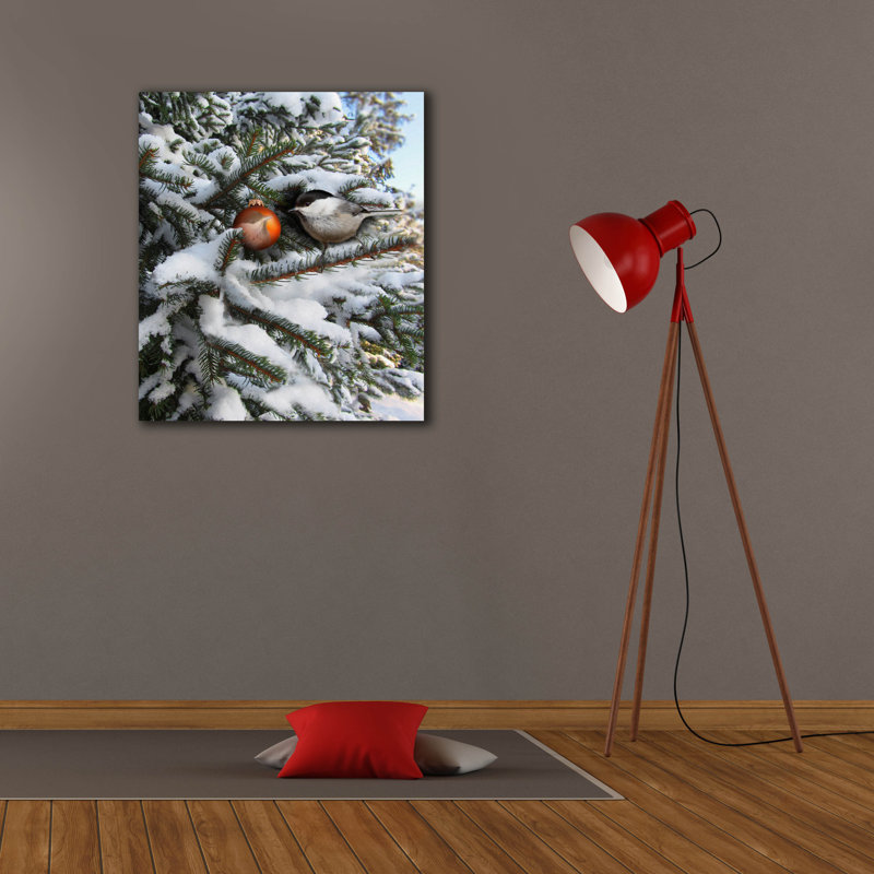  «Christmas Chickadee» par John Hovenstine, art mural sur toile, 26 po x 30 po, H 30 po x l 26 po