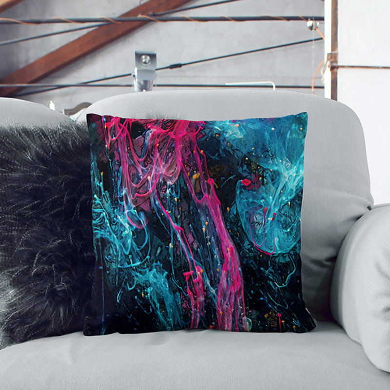 Abstract Square Cushion, 40cm H x 40cm W x 15cm D, White