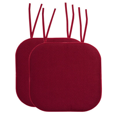 Honeycomb Memory Foam Non-Slip 16" x 16" Chair Cushion Pad with Ties