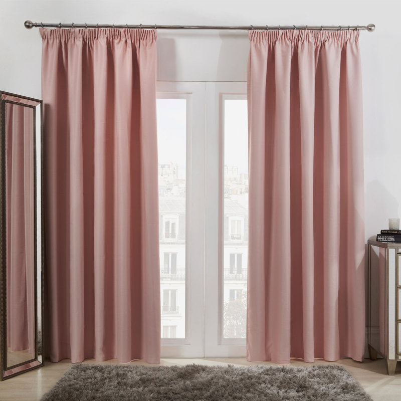 Denson Room Darkening Curtain Pair, Silver, Width 168 x Drop 137 cm