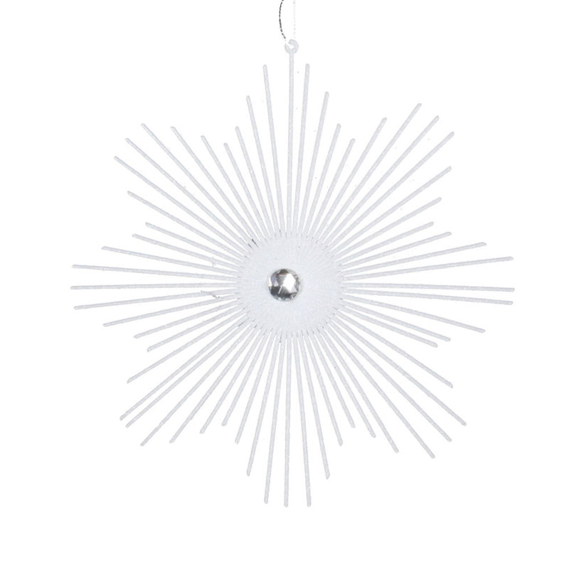 White Glitter Snowflake Burst Shatterproof Ornament Set