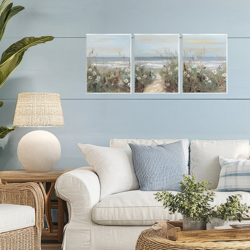 Plaque murale Wildflower Coastline Landscape, design par Sally Swatland