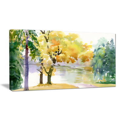 Beautiful Autumn Forest Watercolor - Landscape Print