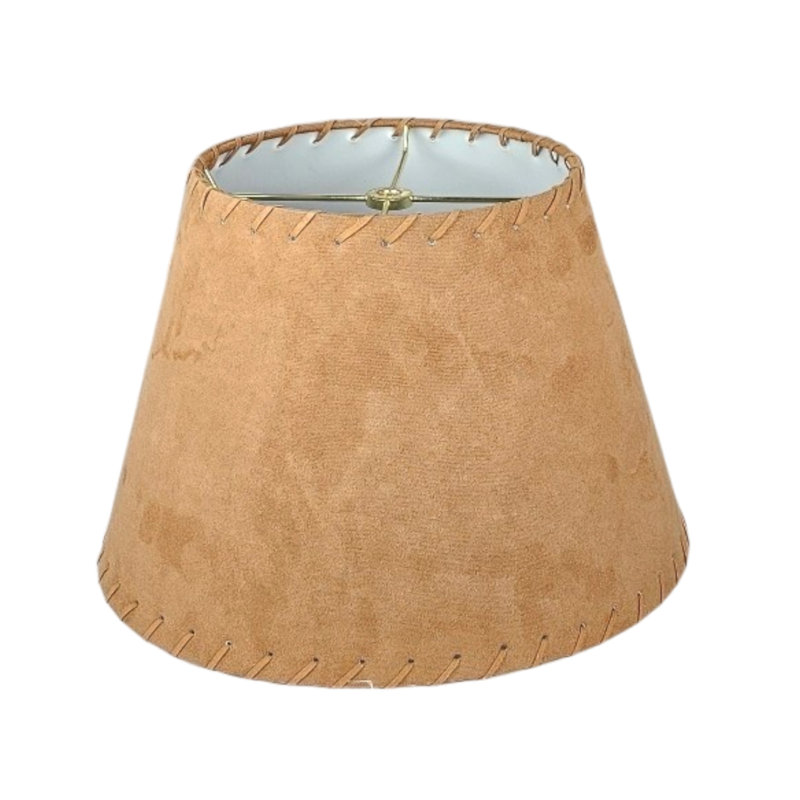 Abat-jour de la collection RDI Sophia, tissu en suède avec bordure à lacets, 8 x 13 x 9 po, Brun